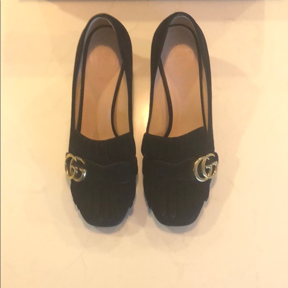Gucci Marmont black suede heels